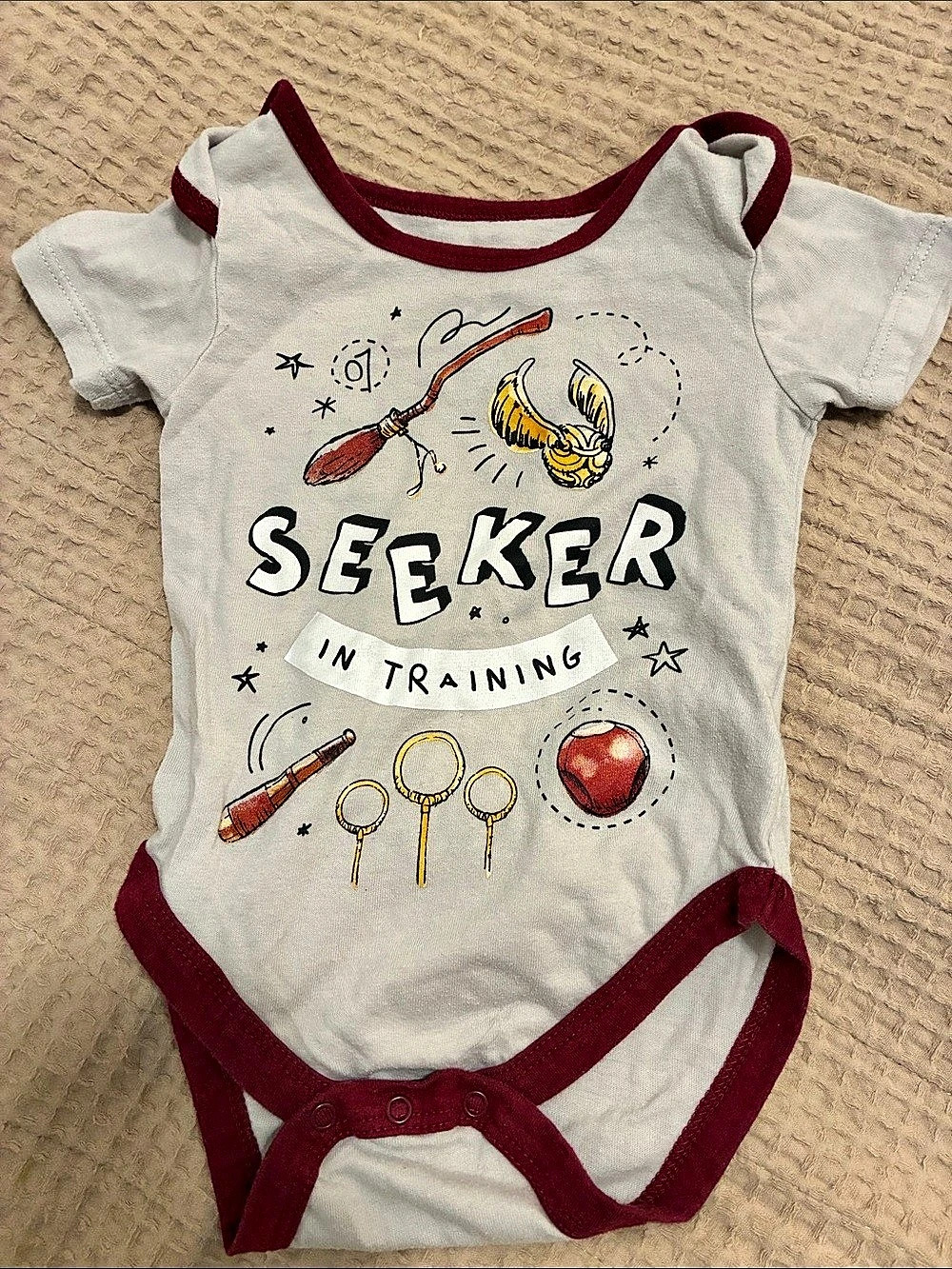 Harry Potter Seeker in Training Baby 12M Bodysuit White & Red